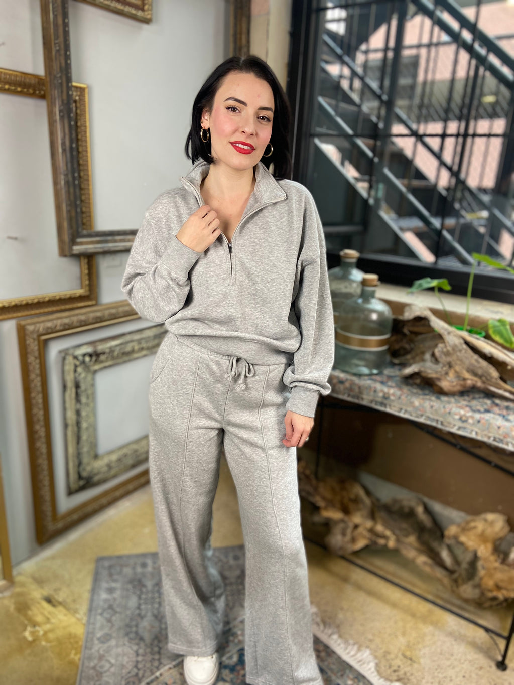 Morgan Heather Gray Soft Half Zip Sweater