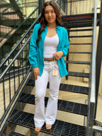 Jeramy Light Teal Waffle Button Up