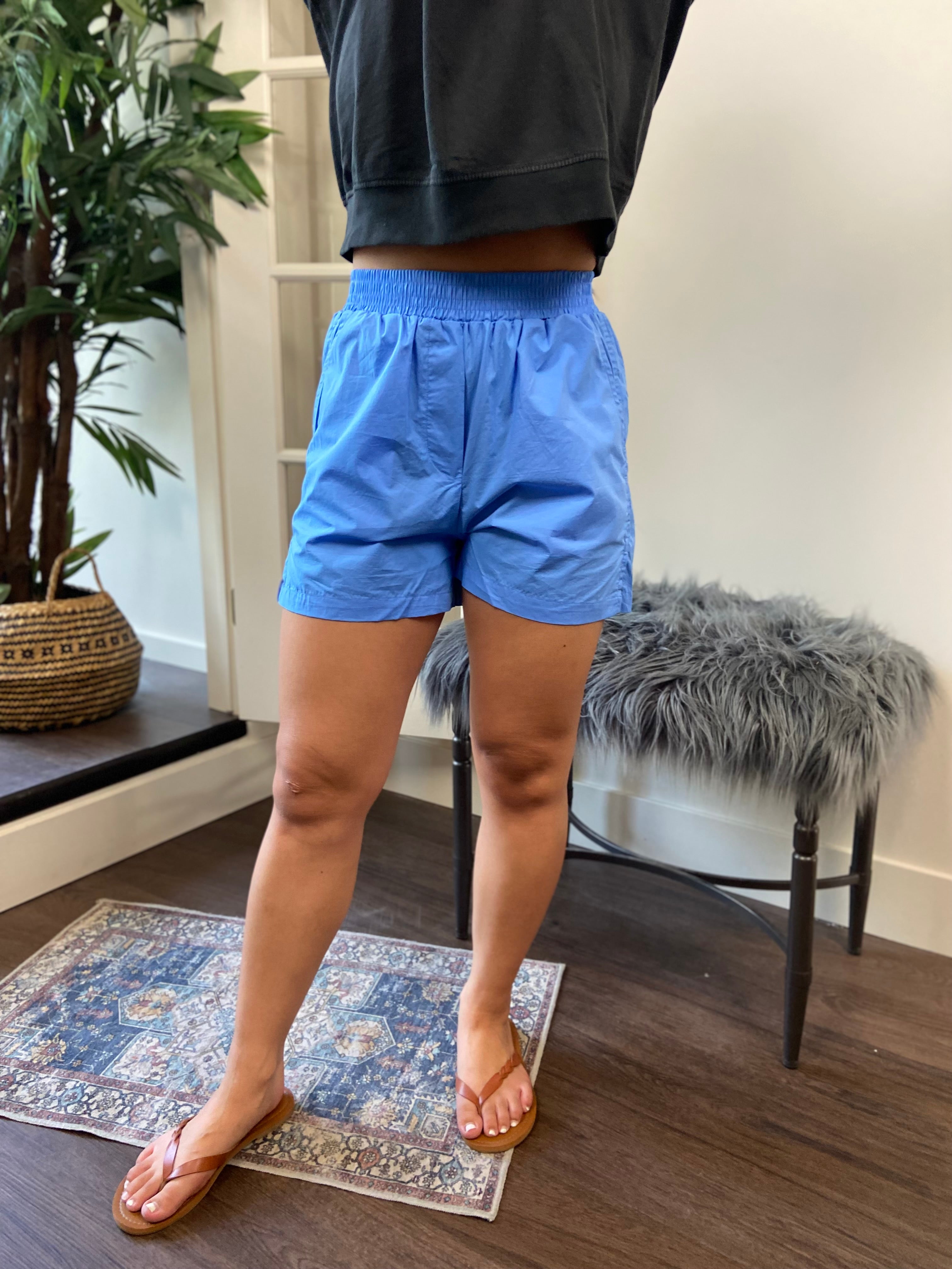 Julian Blue Side Slit Cotton Shorts - MK Threads Boutique