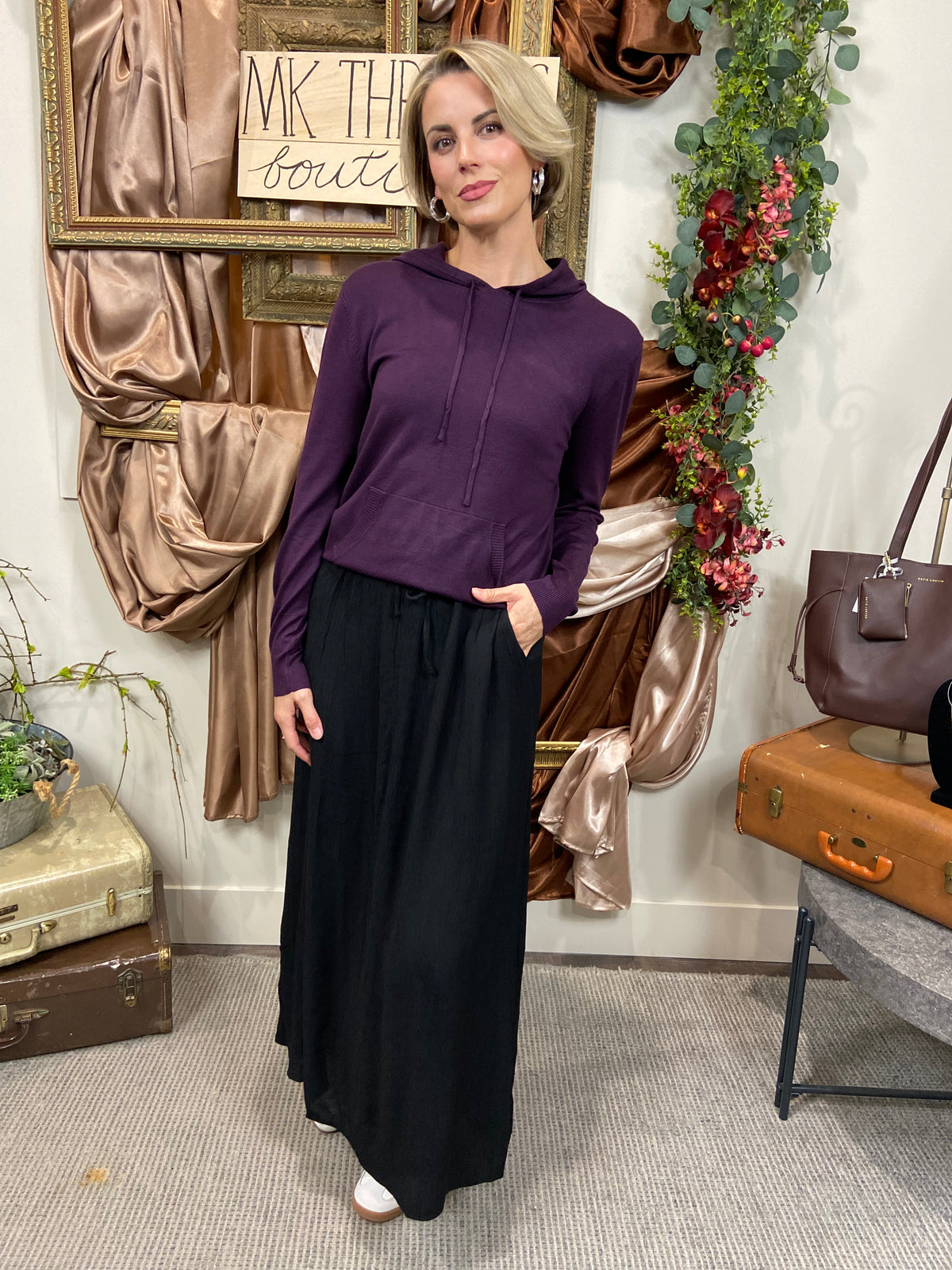 Nancy Dark Purple Hooded Sweater