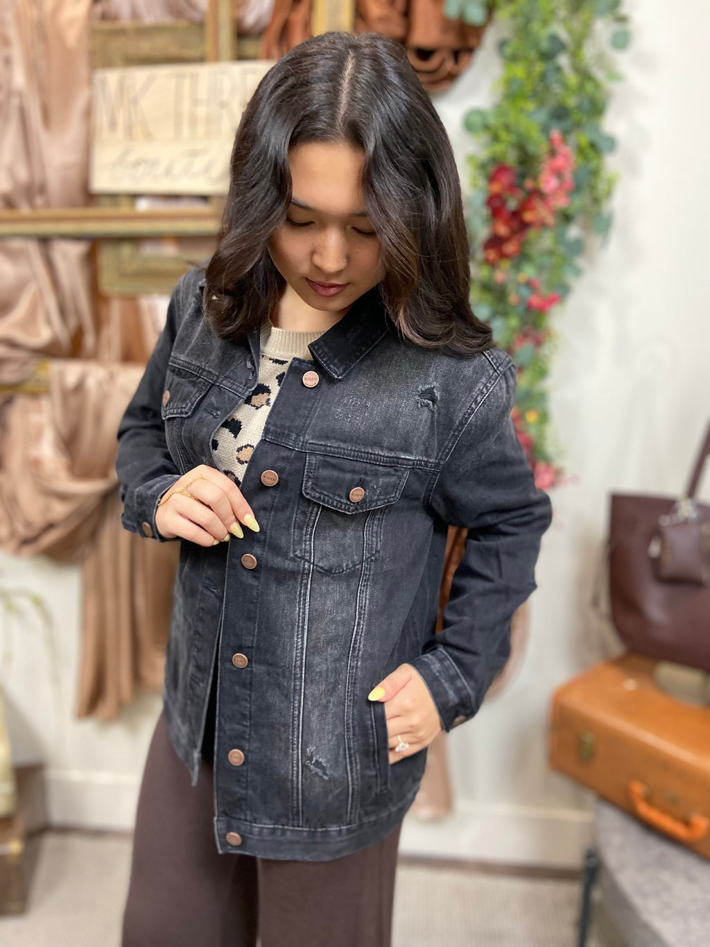 Mason Black Denim Oversized Risen Jean Jacket