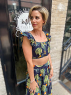 Kathy Navy Tropical Maxi Skirt Set