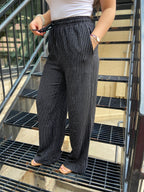 Orla Black Stripe Straight Leg Drawstring Pants - MK Threads Boutique