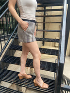 Zadie Black Stripe Drawstring Waist Shorts - MK Threads Boutique