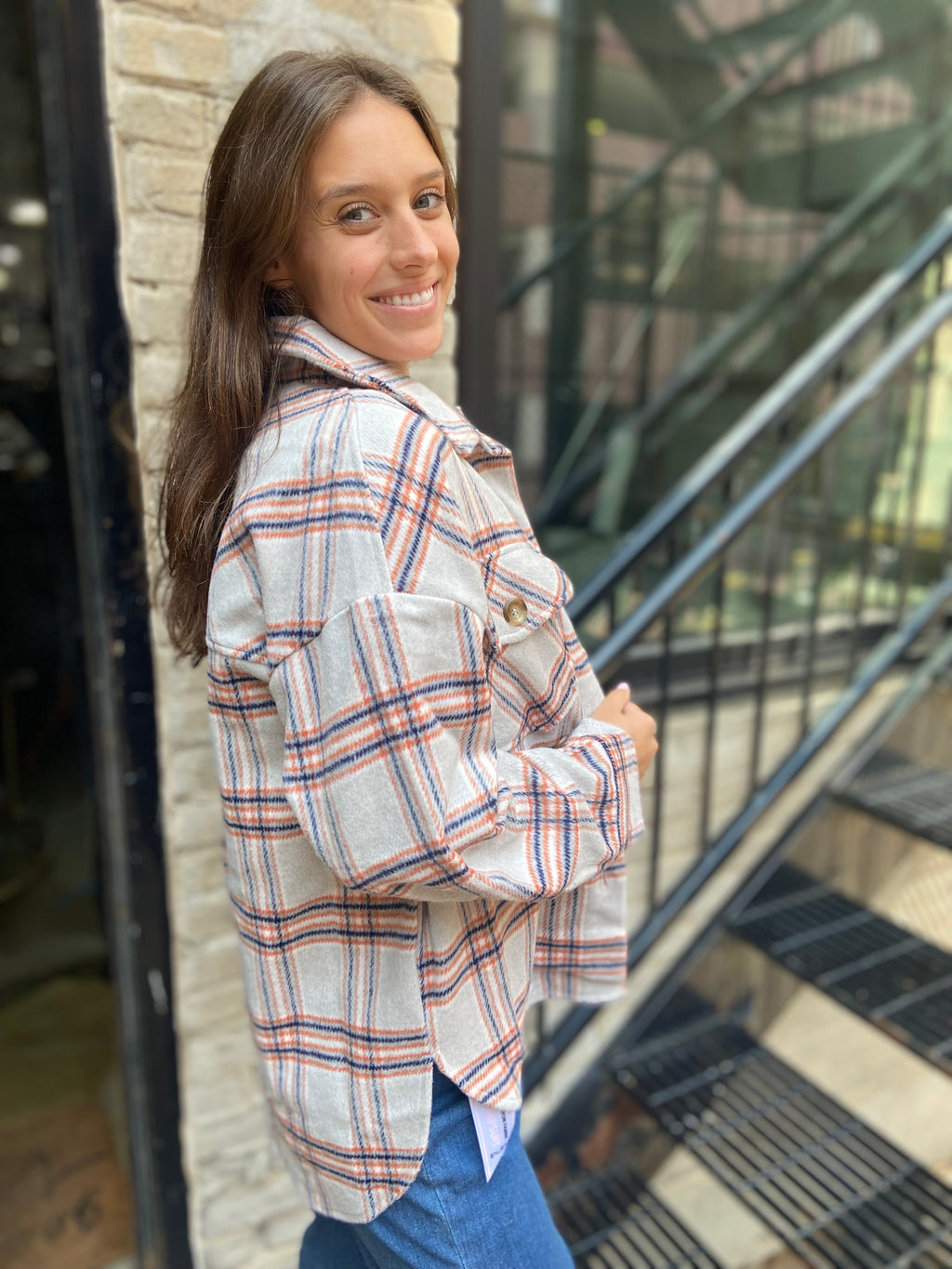 Olivia Pumpkin Plaid Oversized Shacket