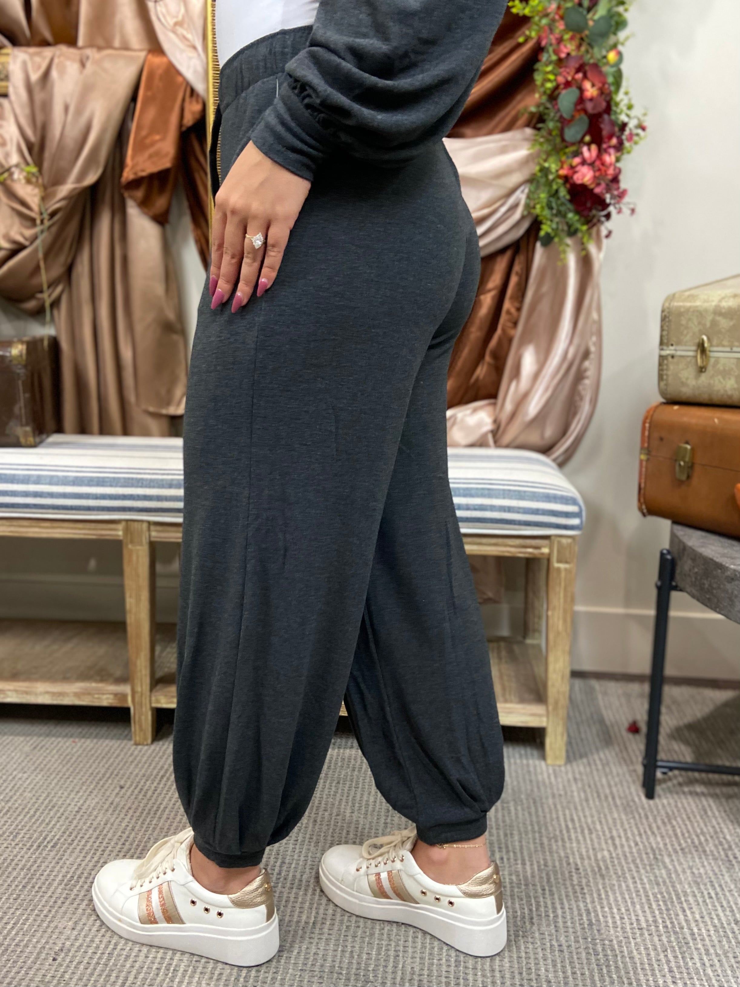 Kayla Charcoal Soft Risen Joggers