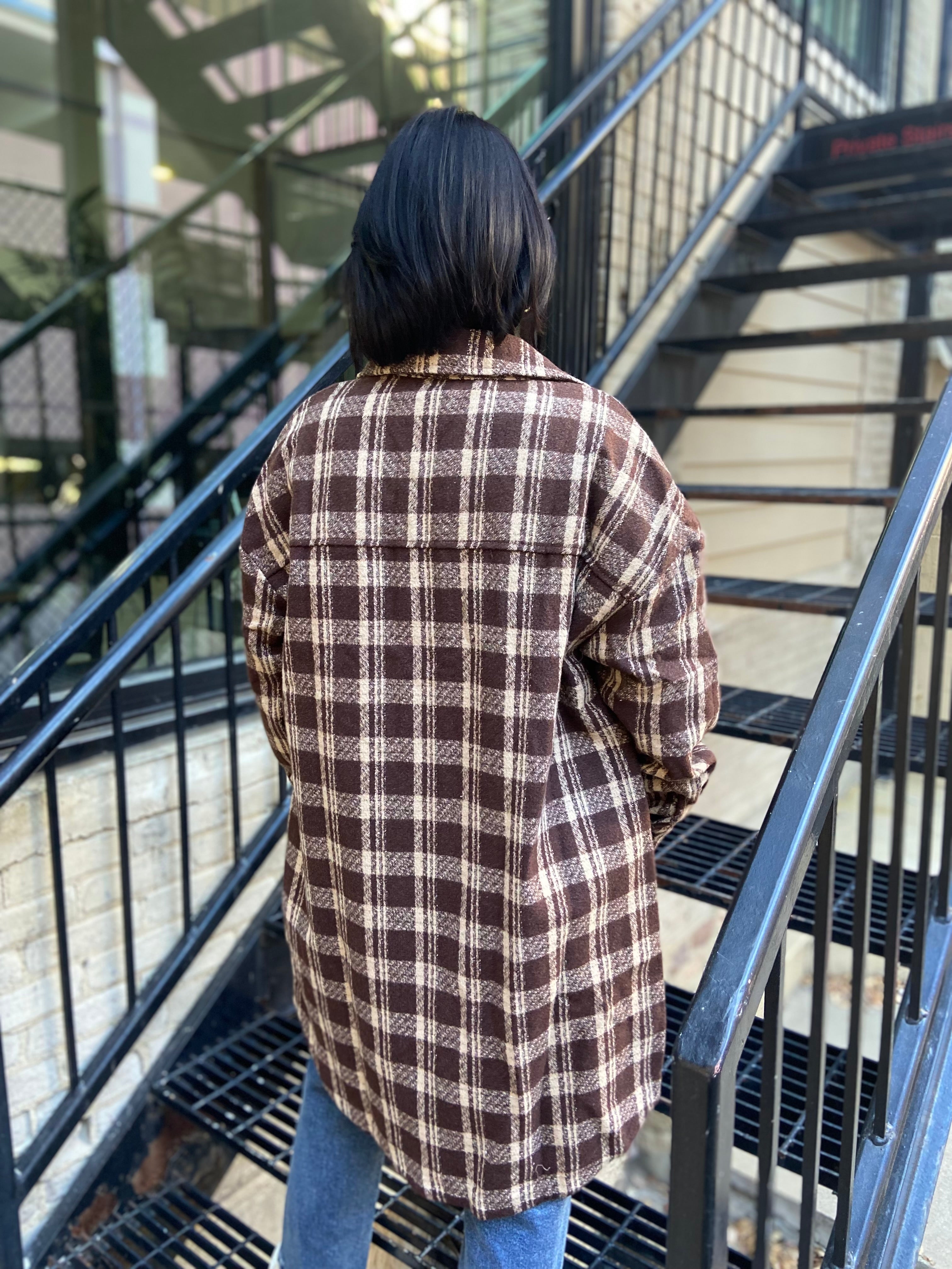 Sally Brown Plaid Midi Jacket