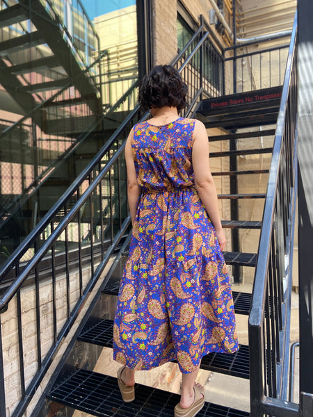 Lucy Royal Blue Paisley Print Midi Dress