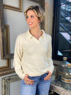 Skye Ivory Polo Knit Sweater