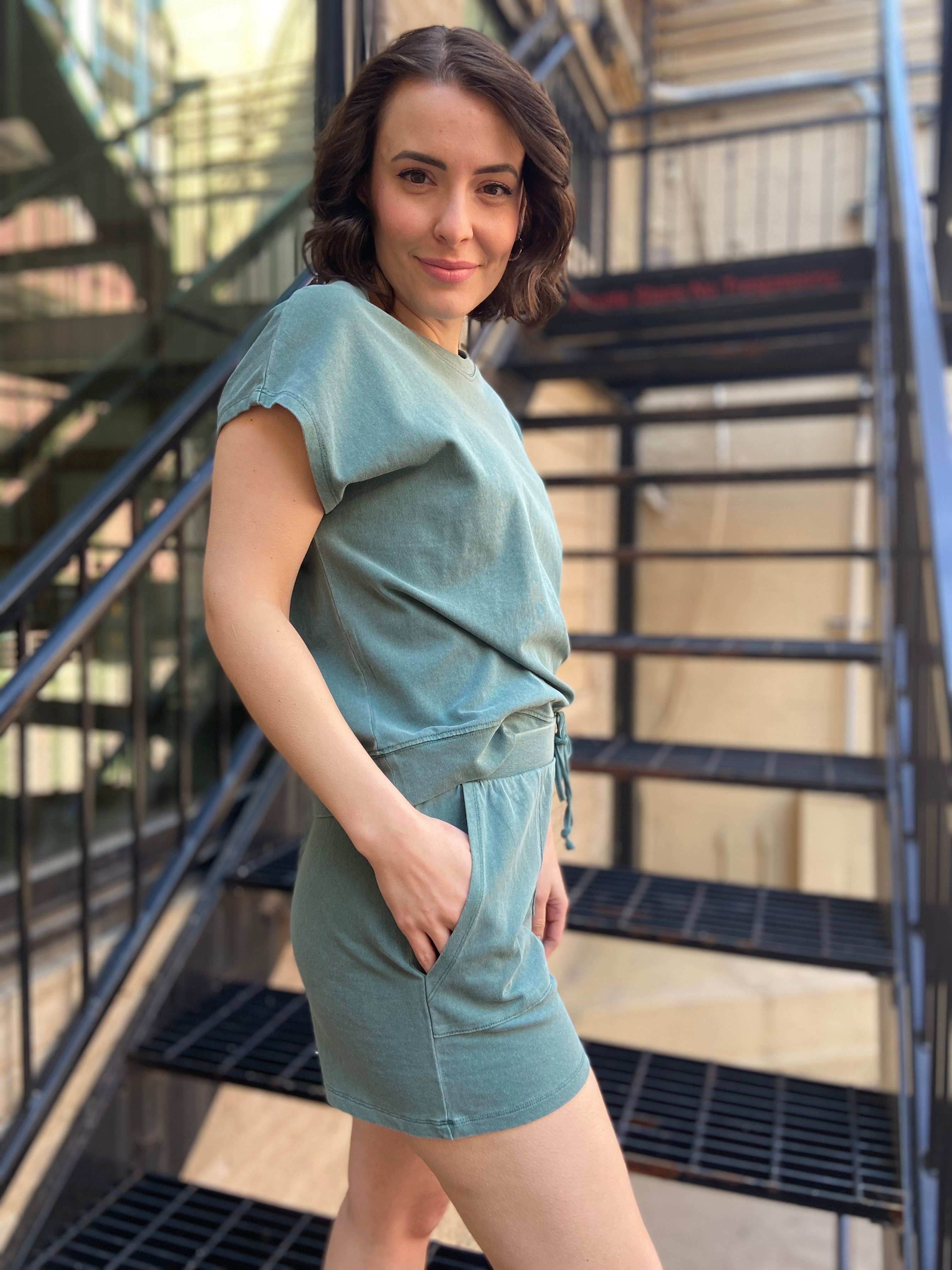 Ellie Dark Teal Sleeveless Shirt & Shorts Set - MK Threads Boutique