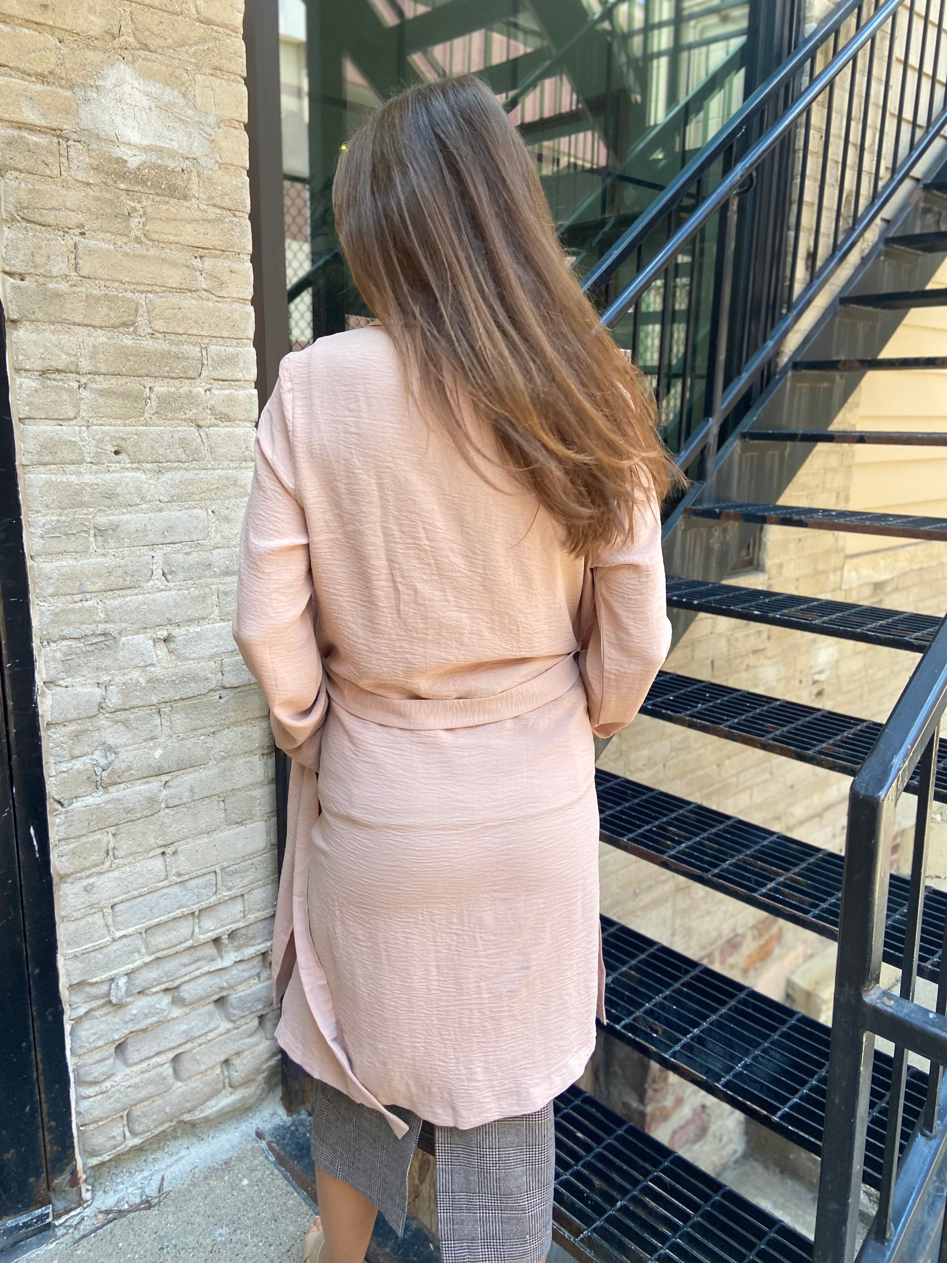 Serena Taupe Lightweight Collard Trench Jacket