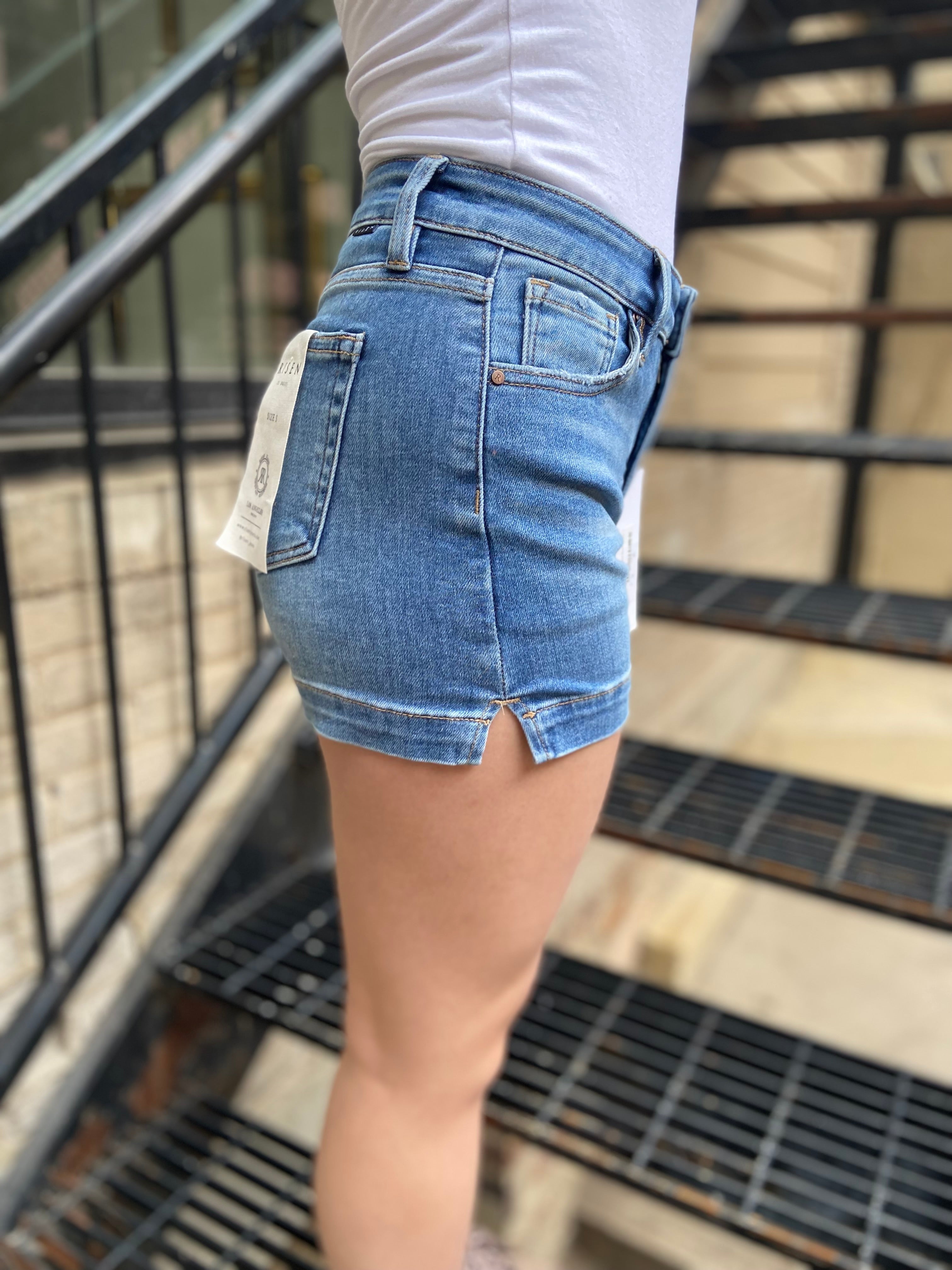 Cora Denim High Rise Risen Shorts - MK Threads Boutique
