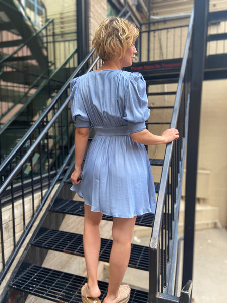 Carla Blue Loop Button Dress