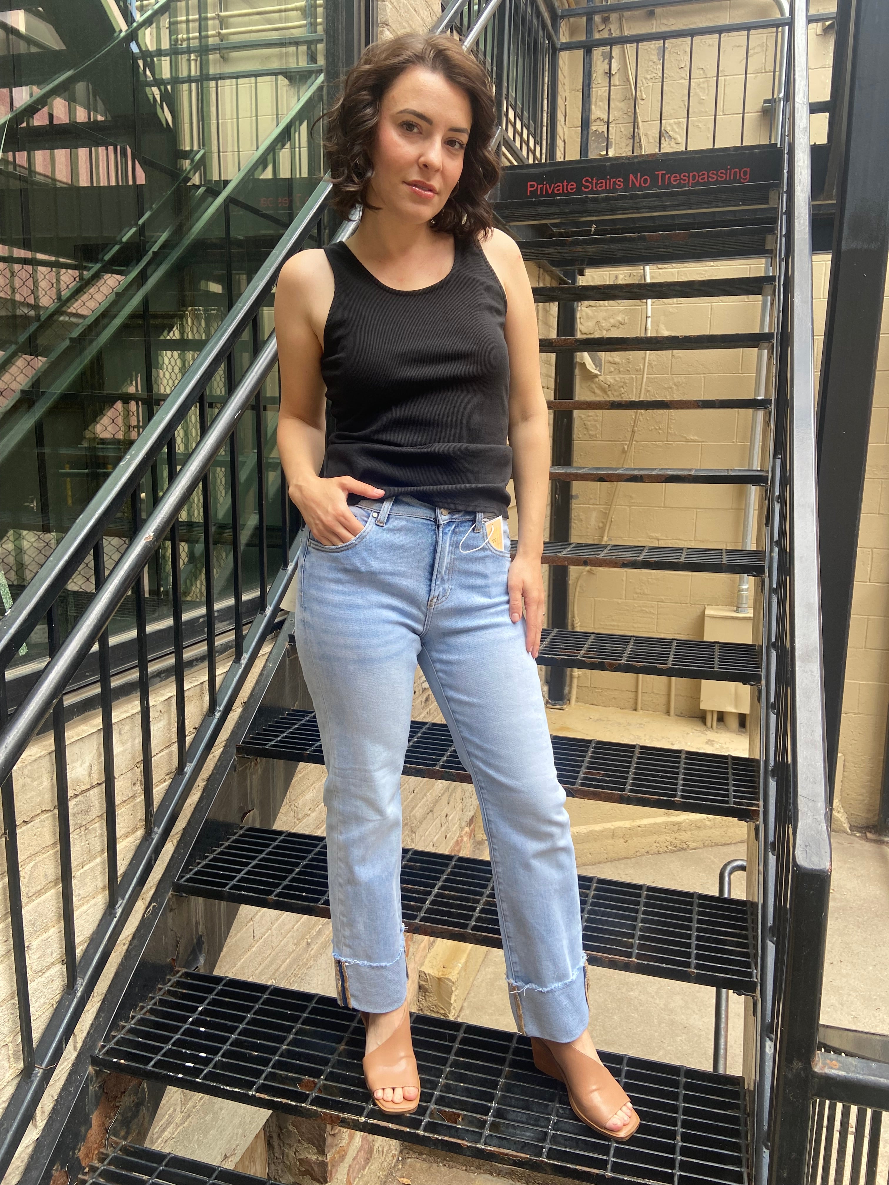 Stella Light Wash Straight Leg Risen Jeans