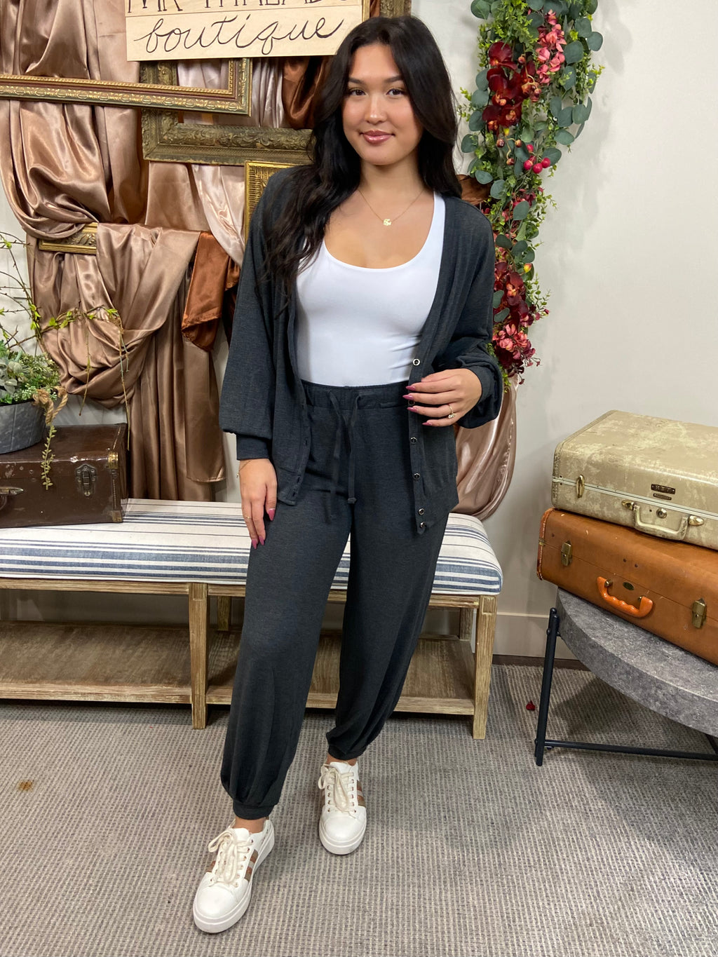 Kayla Charcoal Soft Risen Cardigan