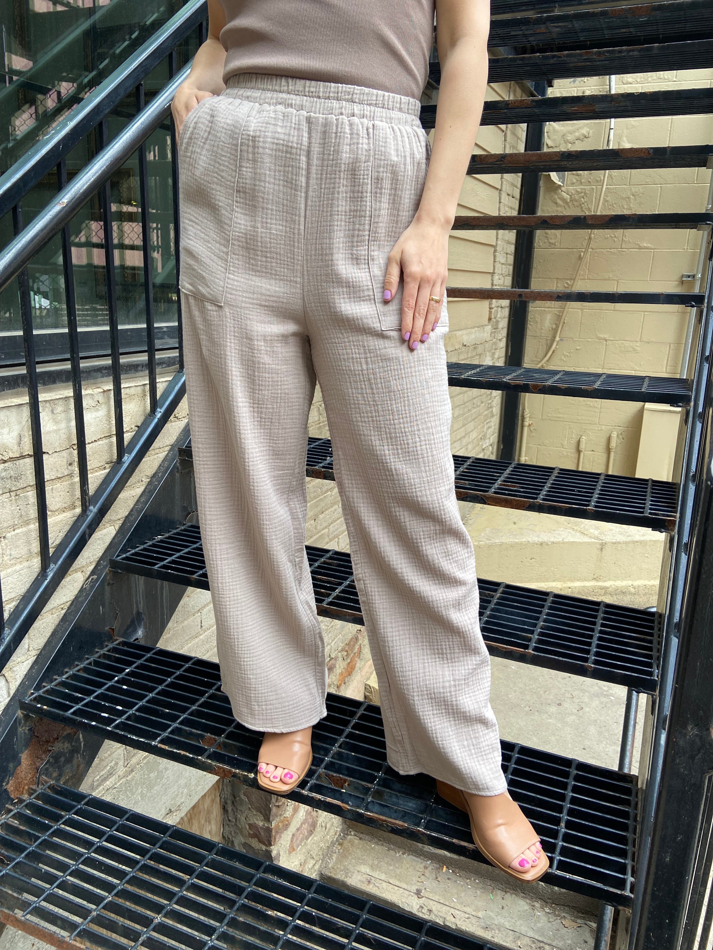 Vanessa Mocha Waffle Wide Leg Pants - MK Threads Boutique