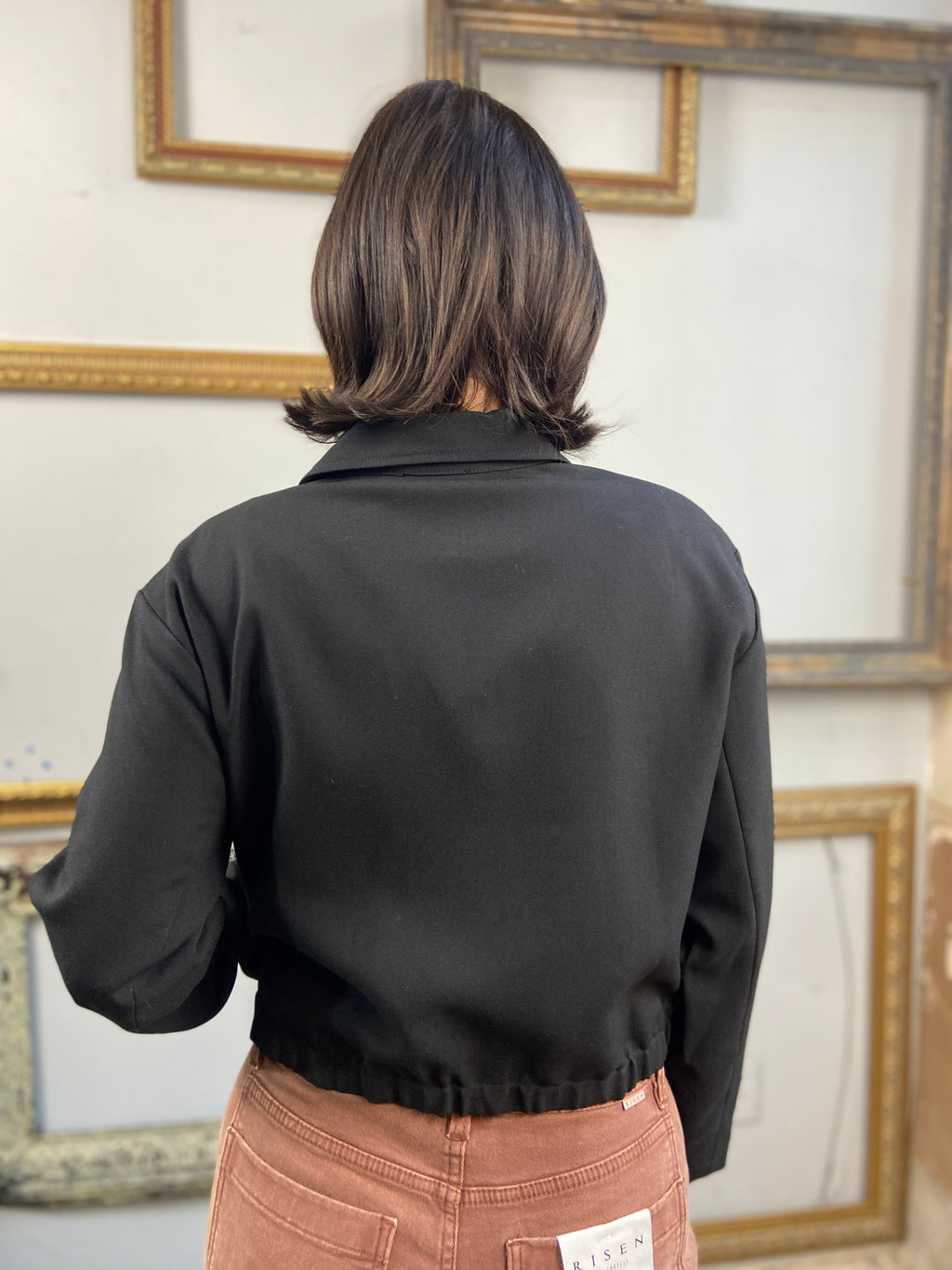 Cole Black Cropped Zip Up Jacket - MK Threads Boutique