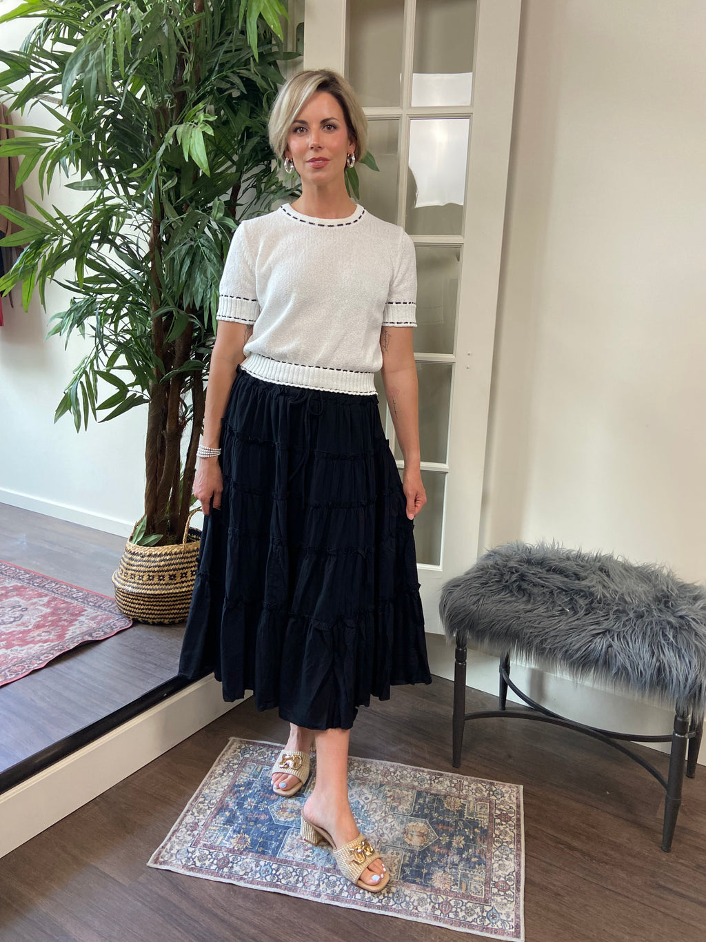 Yara Black Tired Maxi Skirt - MK Threads Boutique