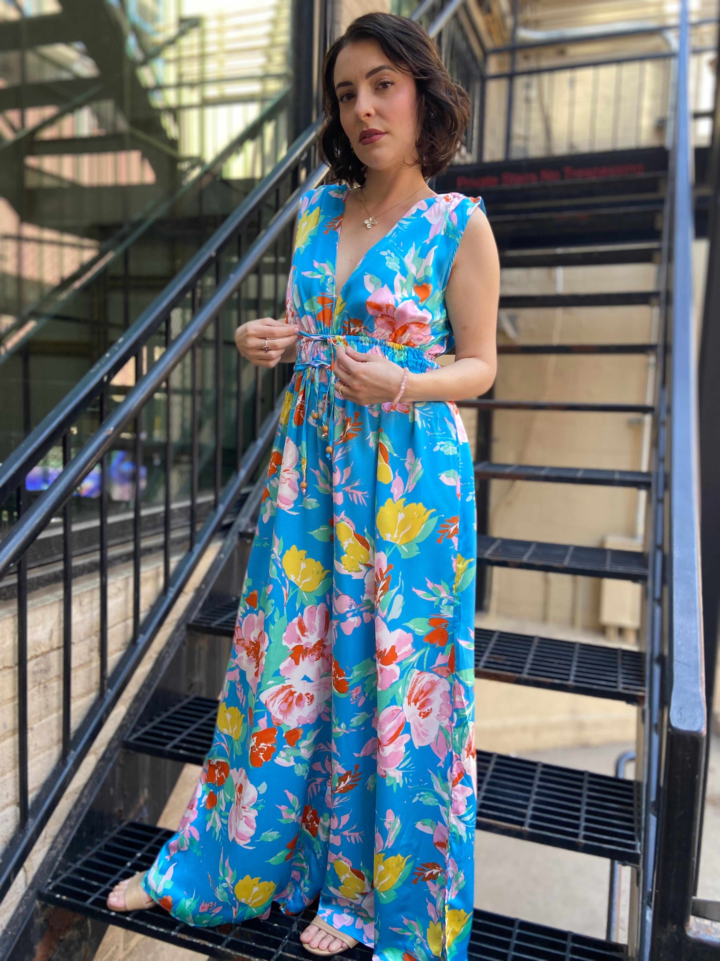 Allison Blue Floral Maxi Dress
