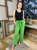 Sadie Green Knit Paperbag Tie Pants