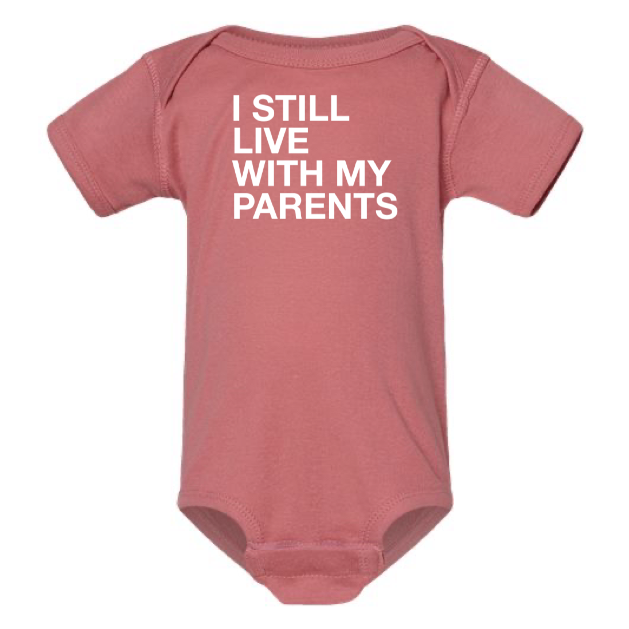 I STILL LIVE WITH MY PARENTS BABY ONESIE: Charcoal - 12 months