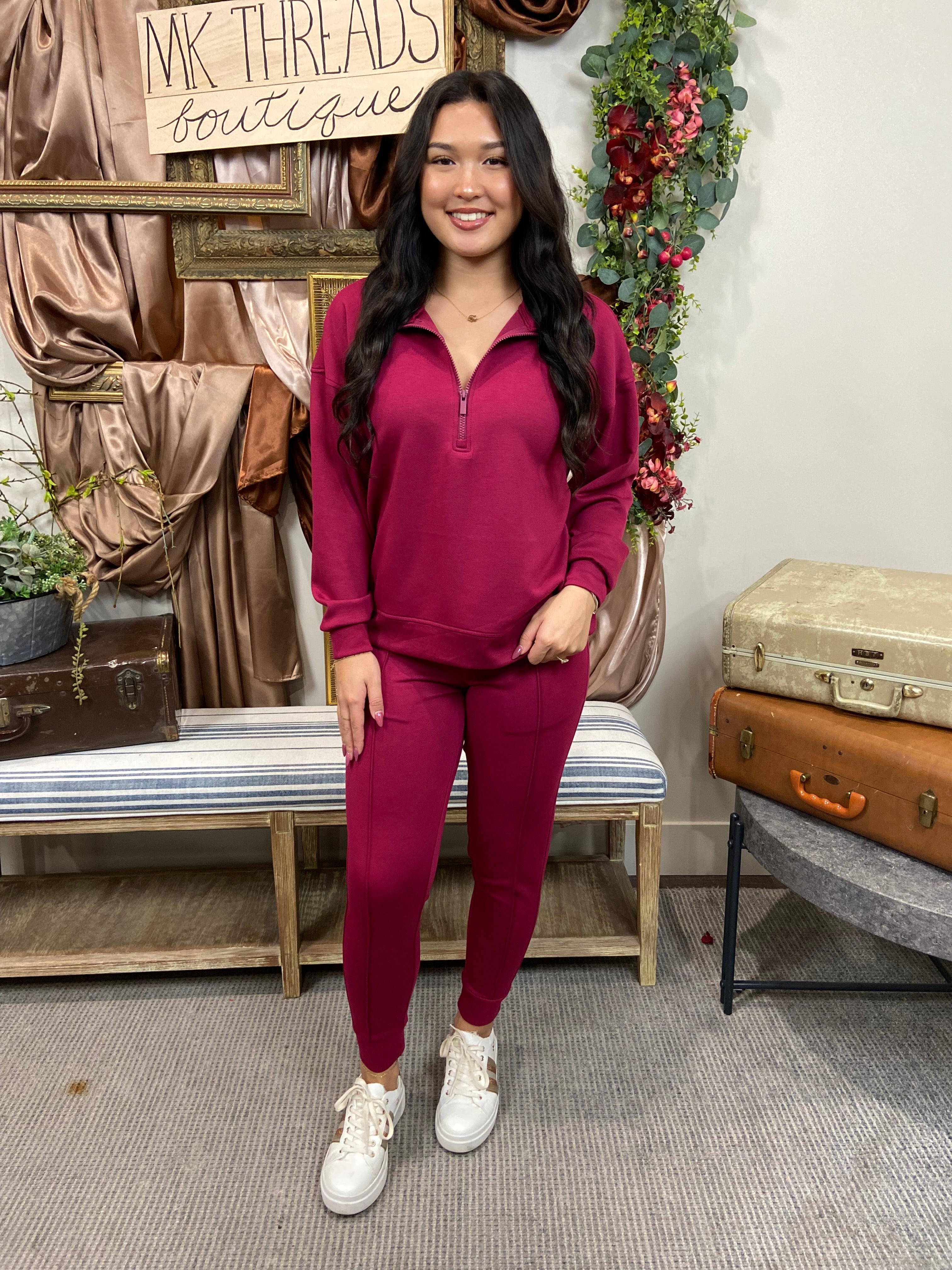 Emma Cabernet Scuba Half Zip