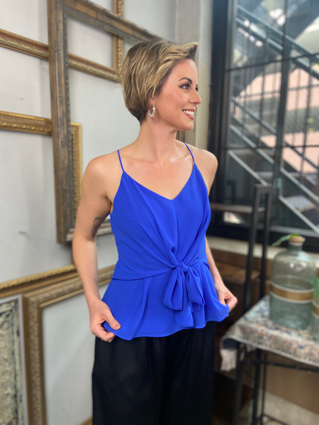 Sally Capri Blue Knot Waist Top - MK Threads Boutique