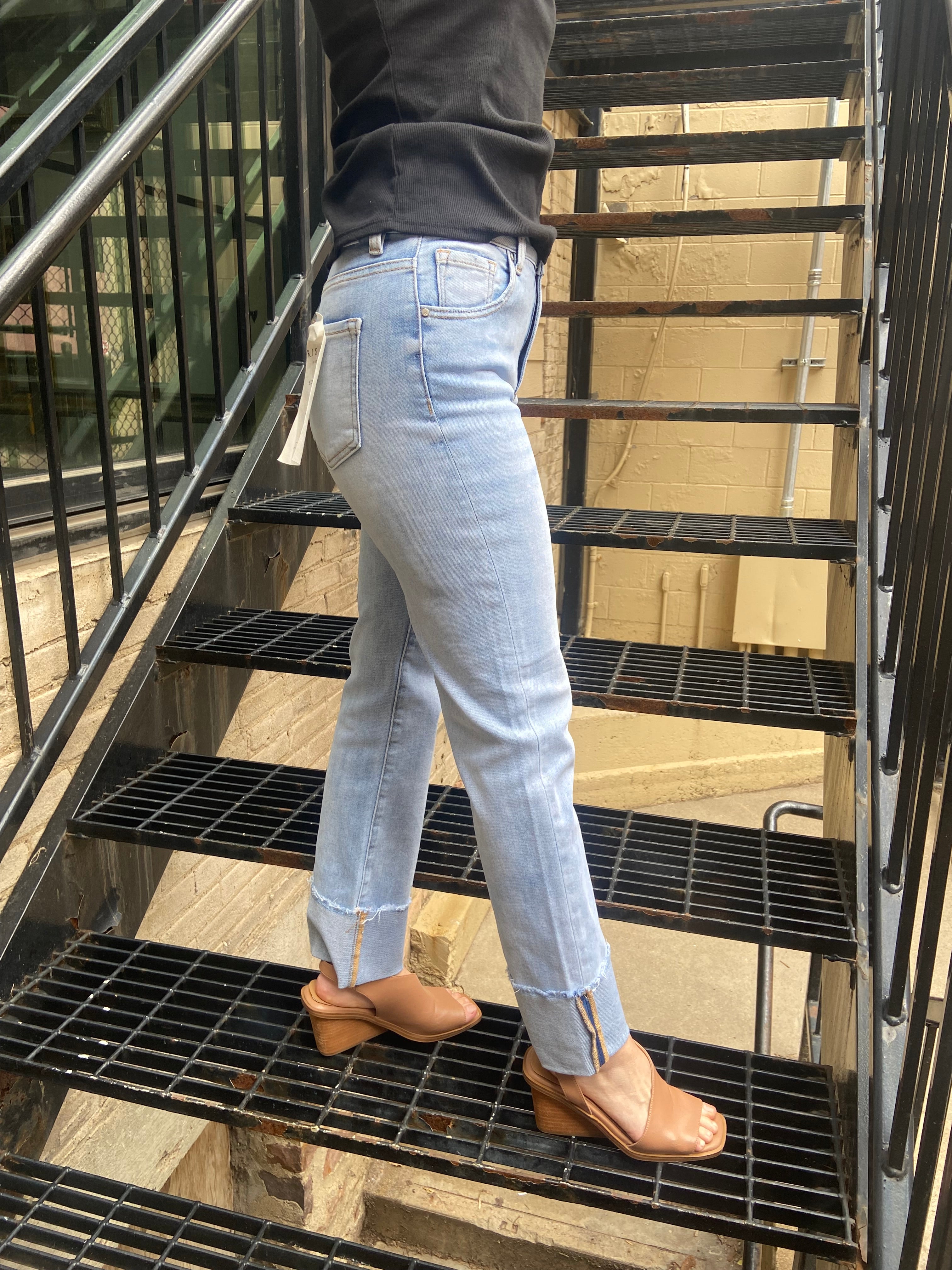Stella Light Wash Straight Leg Risen Jeans