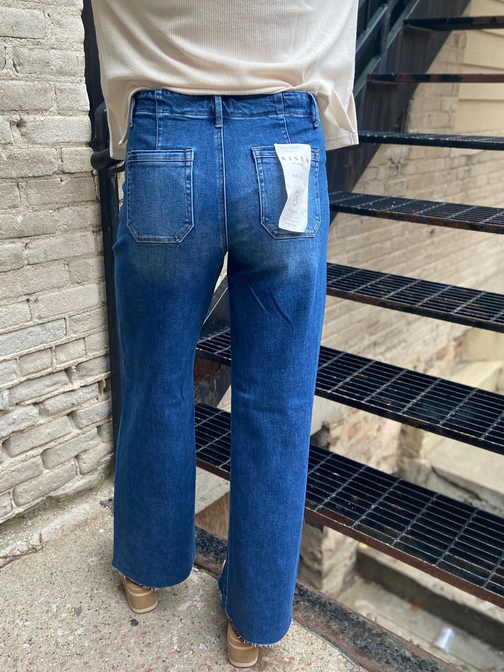 Nicki Mid Rise Wide Leg Dark Wash Risen Jeans