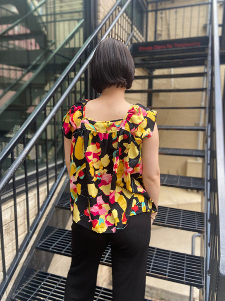 Agnes Black Floral Blouse