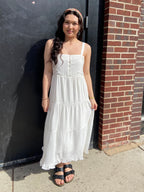 Brooke Off White Square Neck Midi Dress - MK Threads Boutique