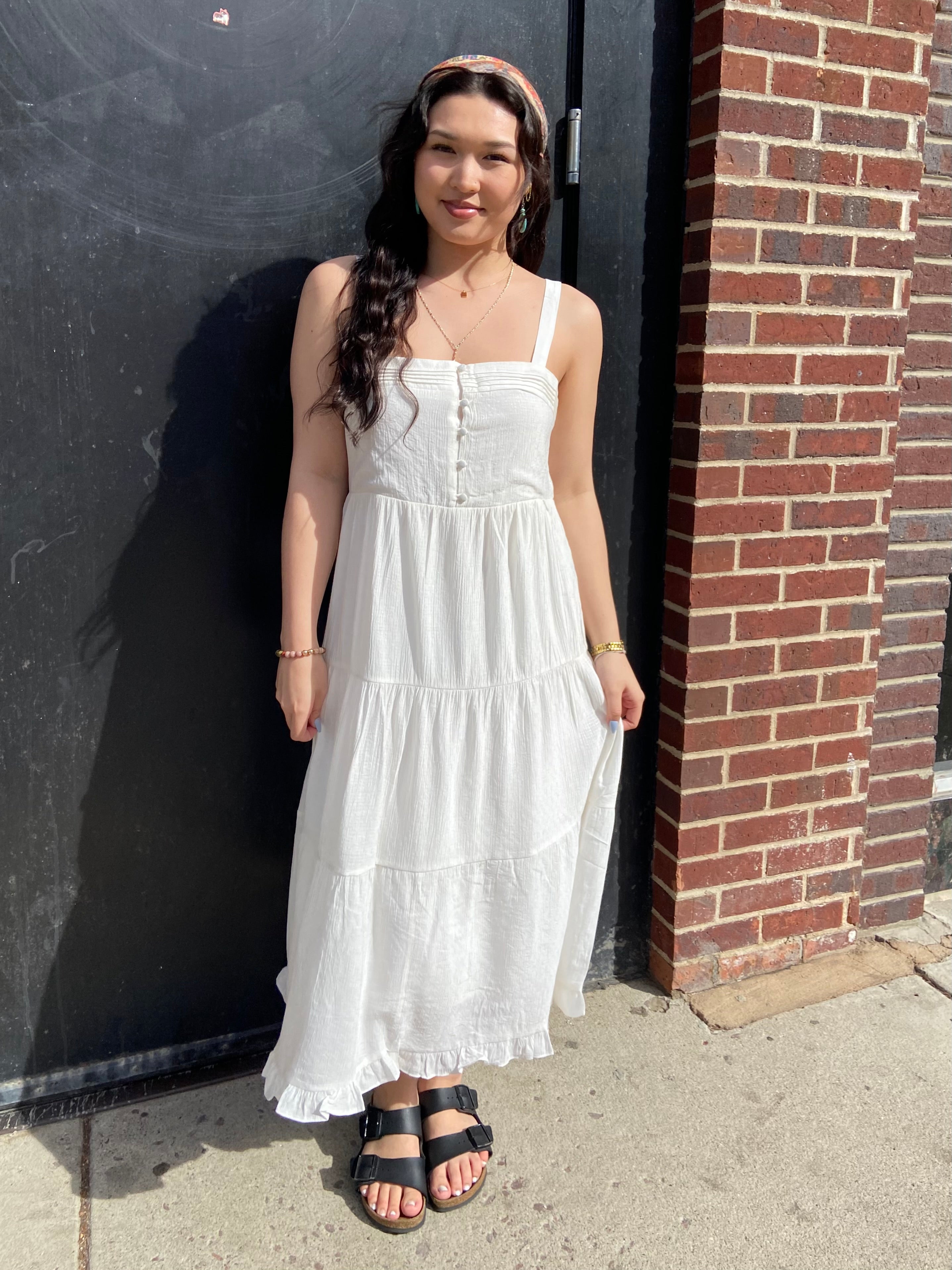 Brooke Off White Square Neck Midi Dress - MK Threads Boutique