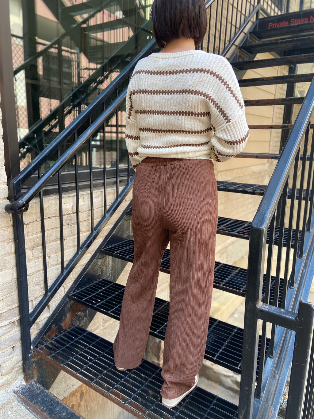 Stellie Brown Crinkle Drawstring Pants