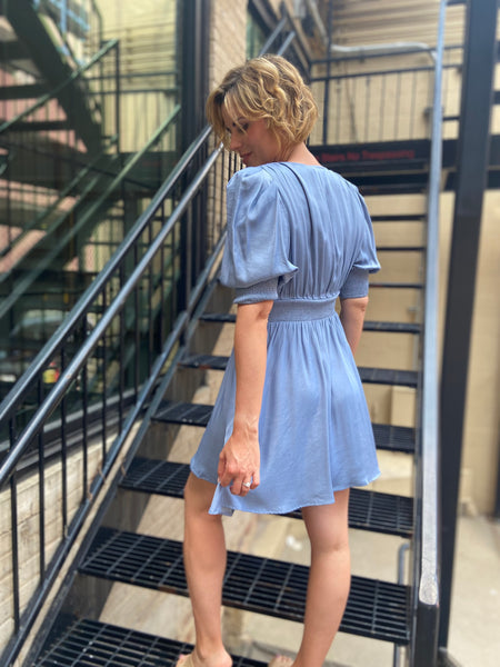 Carla Blue Loop Button Dress