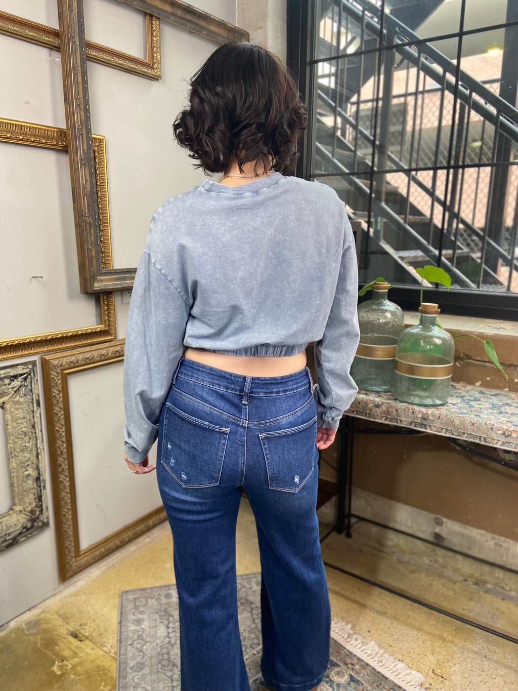 Aubrey Light Blue Cropped Sweater - MK Threads Boutique