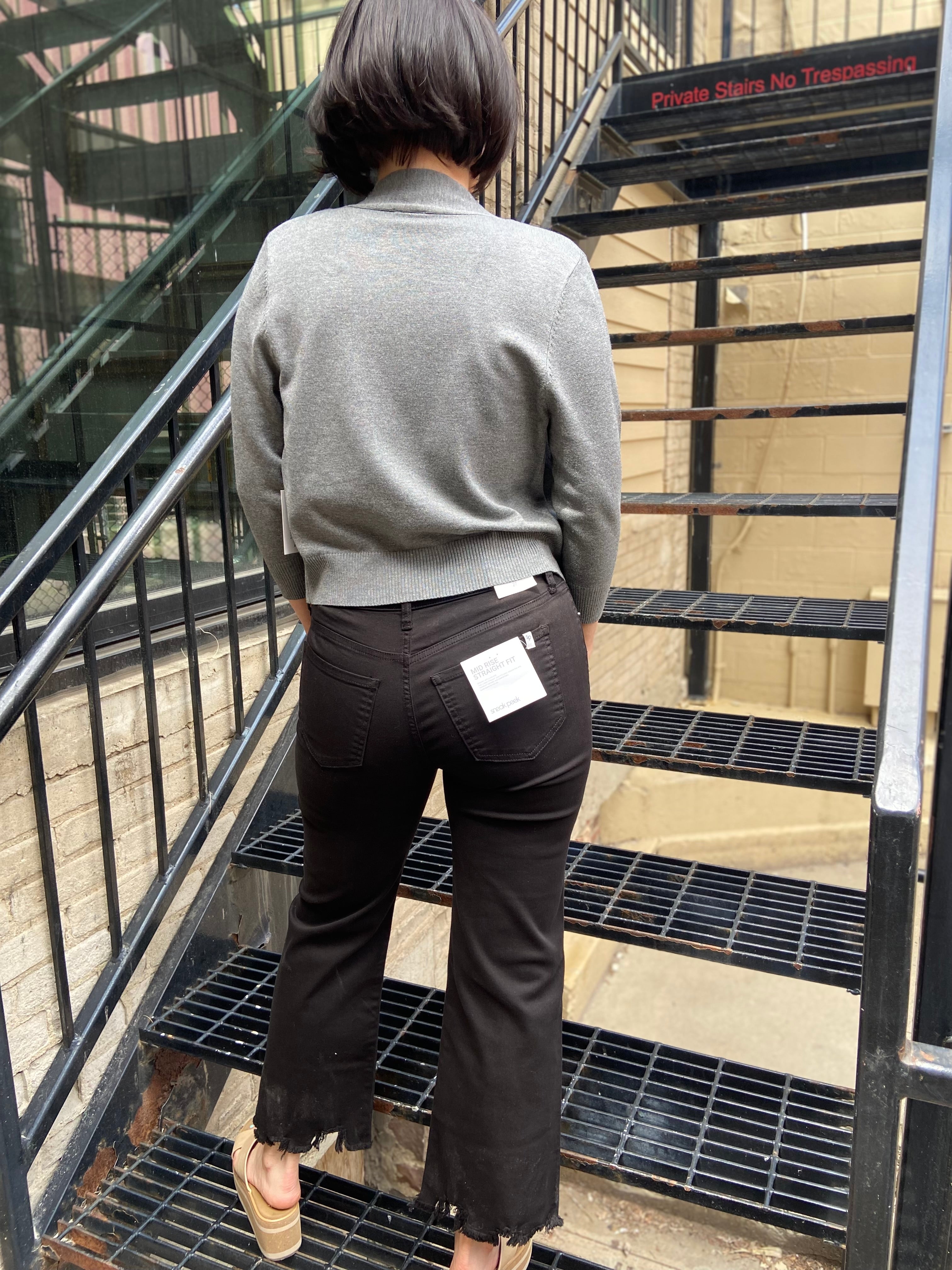 Vallie Black Mid Rise Cropped Sneak Peek Jeans