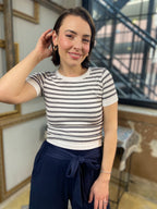 Grace White & Black Stripe T-Shirt - MK Threads Boutique