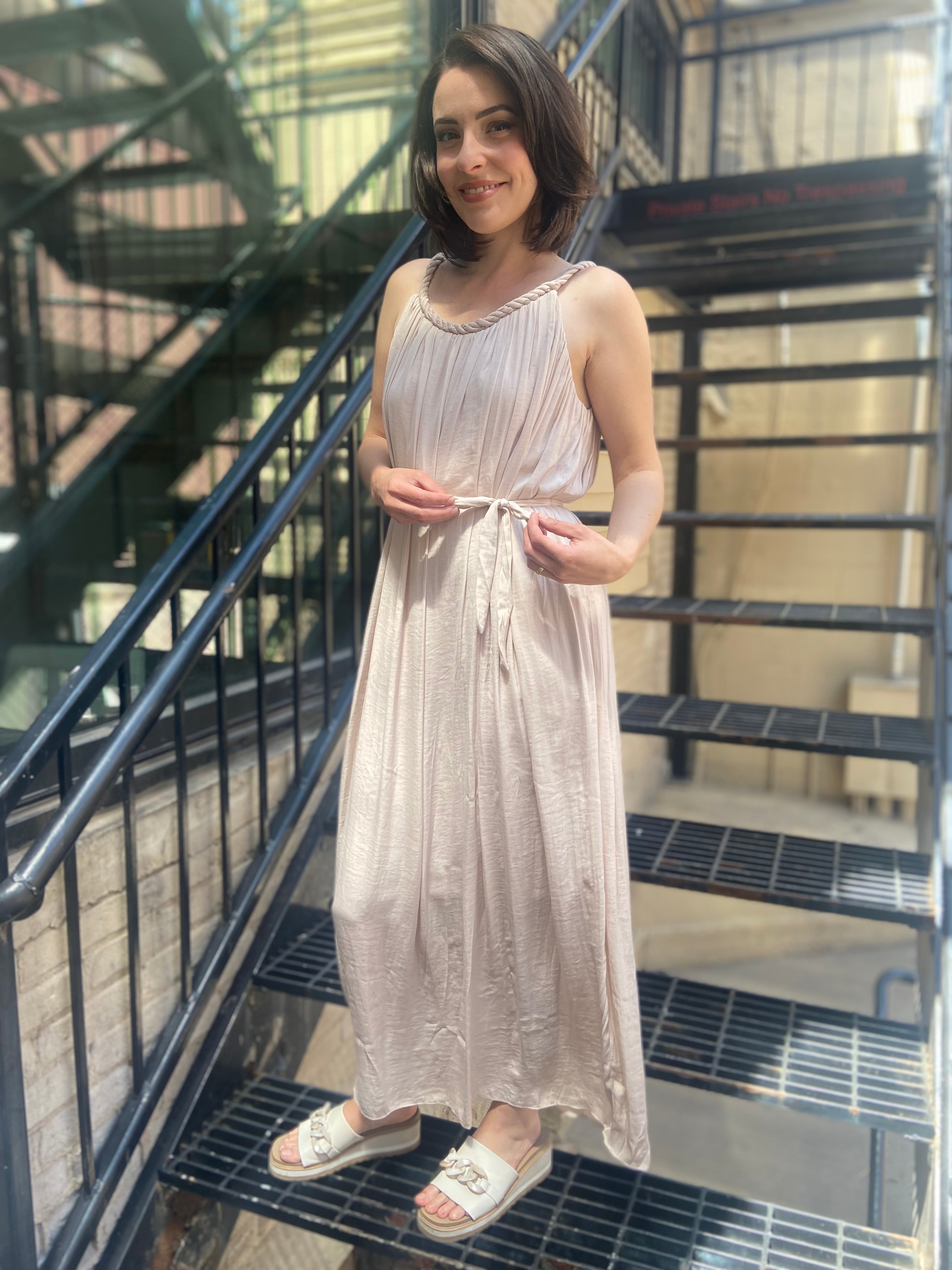 Axel Cream Braided Detail Maxi Dress - MK Threads Boutique