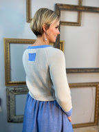 Joe White Cardigan With Blue Details