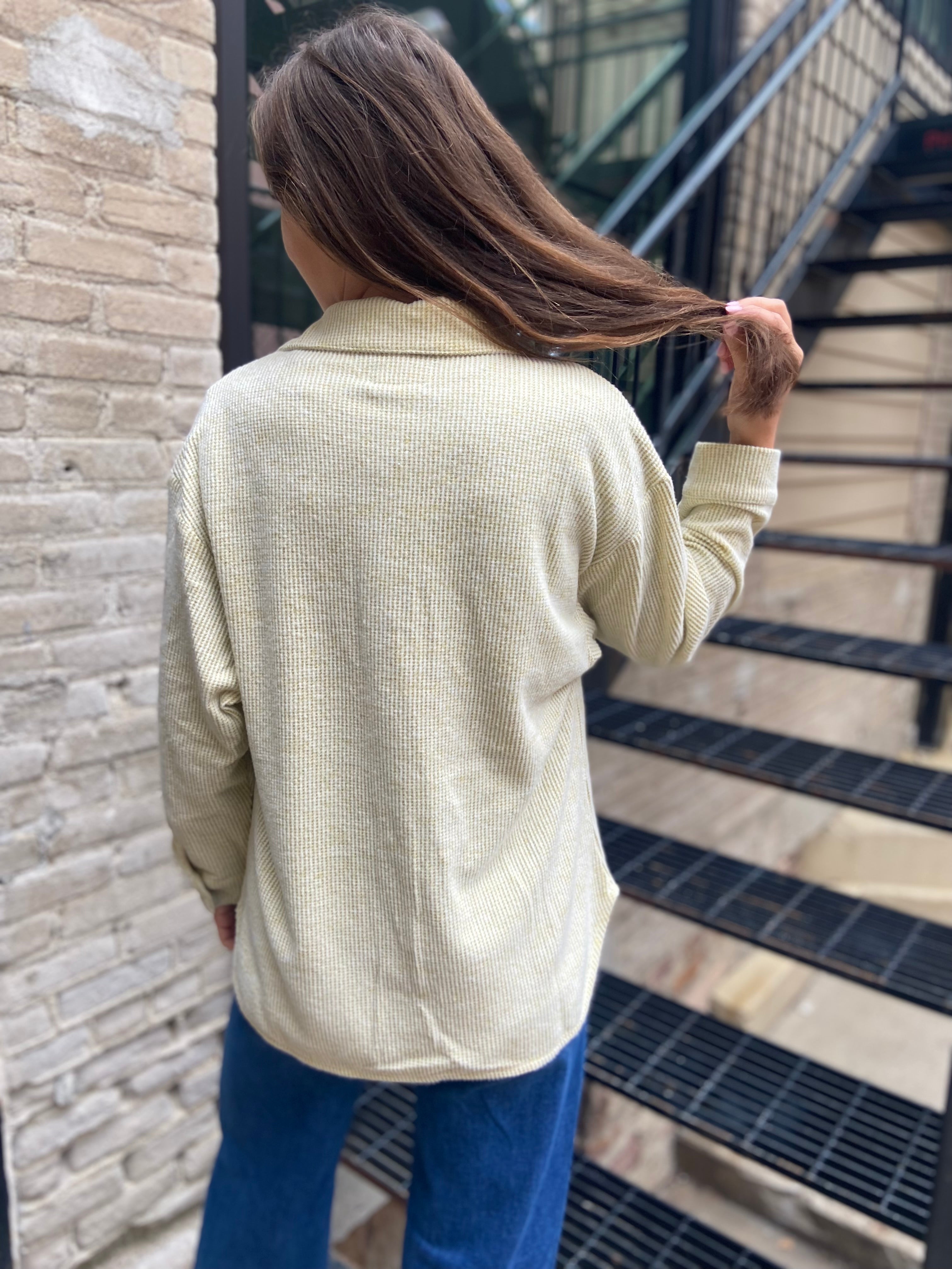 Stella Lime Green Waffle Knit Oversized Shacket