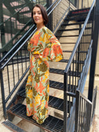 Envy Sage Floral Satin Back Tie Jumpsuit