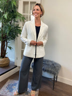 Veronica Off White Rhinestone Chain Detail Blazer - MK Threads Boutique