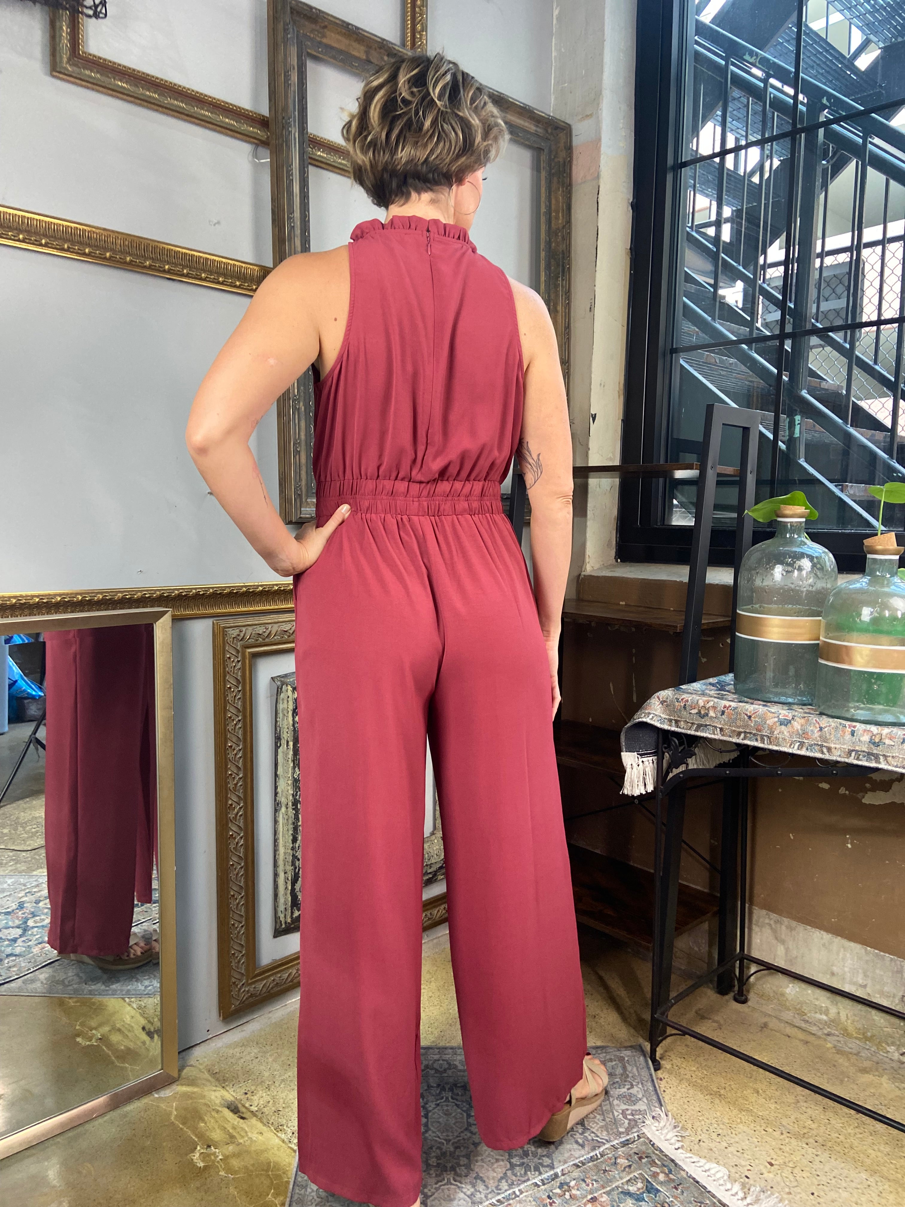 Nancy Rose Sleeveless Wide Leg Jumpsuit
