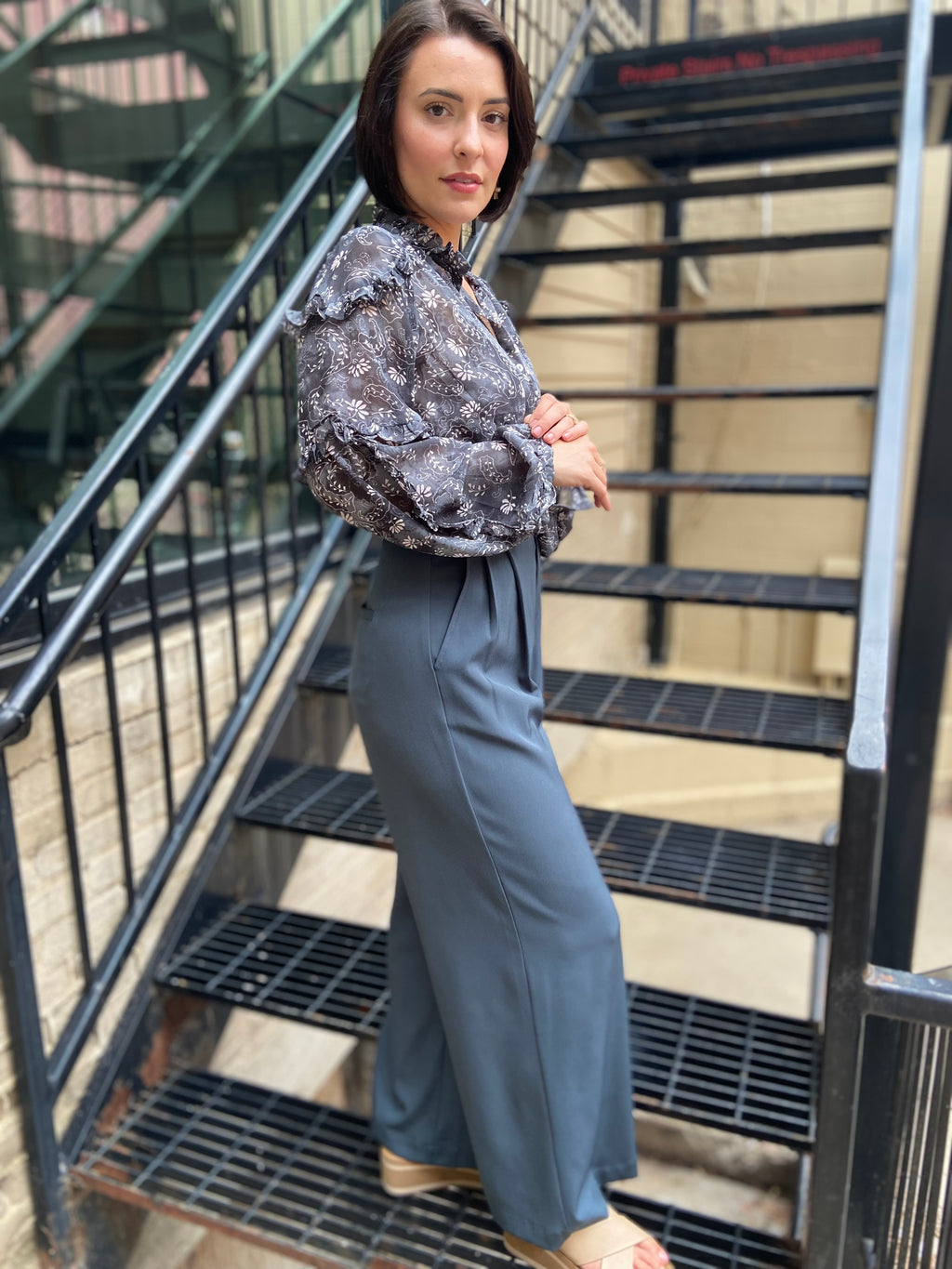 Staci Deep Teal Wide Leg Trousers