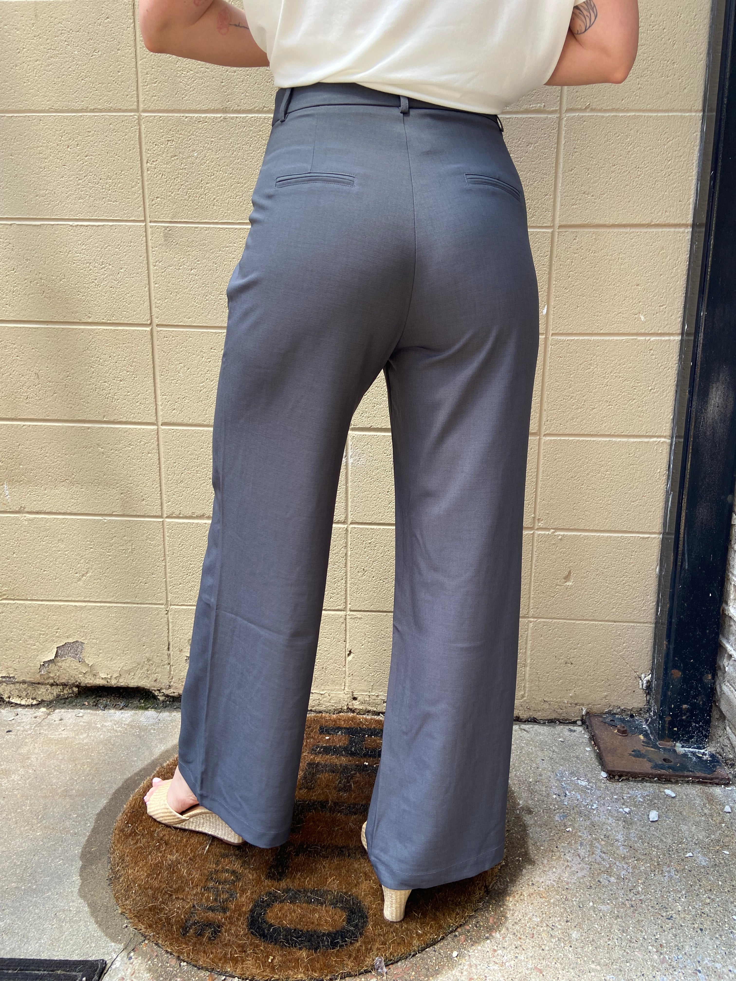 Nico Charcoal Straight Leg Trousers - MK Threads Boutique