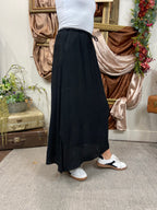 Yana Black Woven Midi Skirt