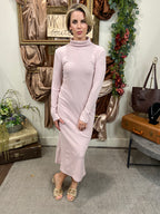 Alfie Light Pink Turtle Neck Maxi Dress