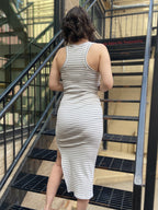 Allie Heather Gray Striped Maxi Dress - MK Threads Boutique