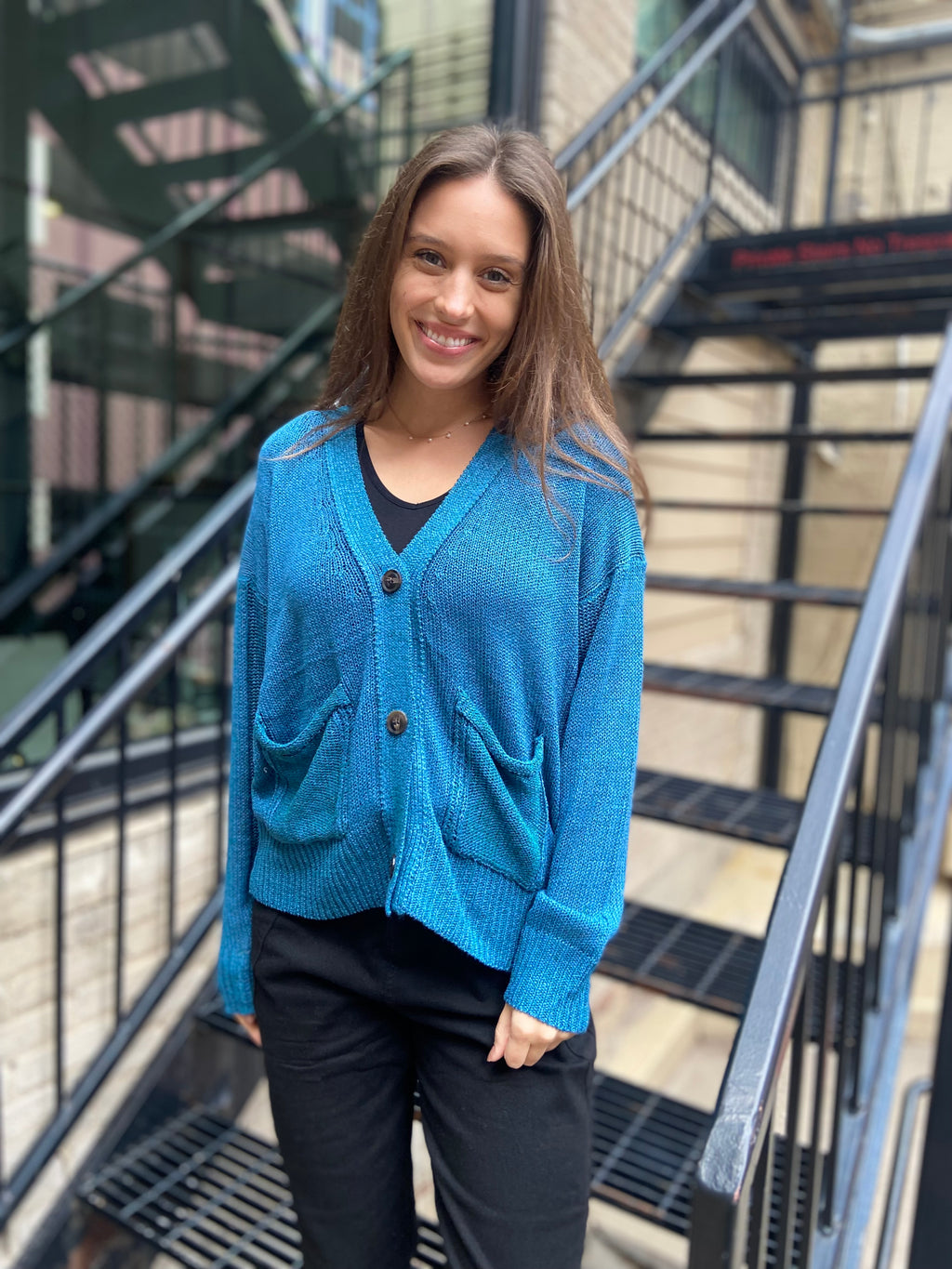 Allisa Teal Button Down Cardigan