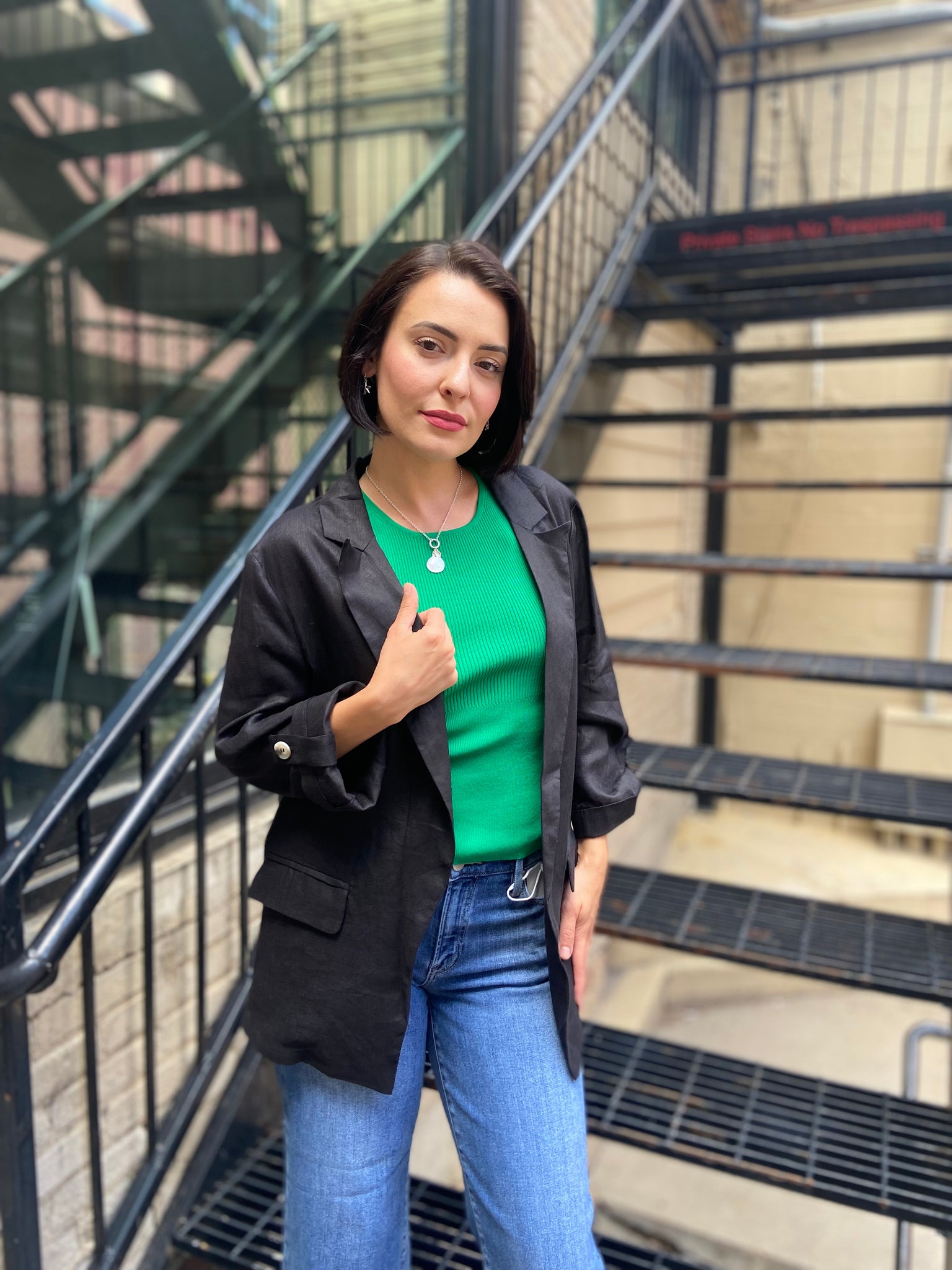 Una Black Linen Blazer